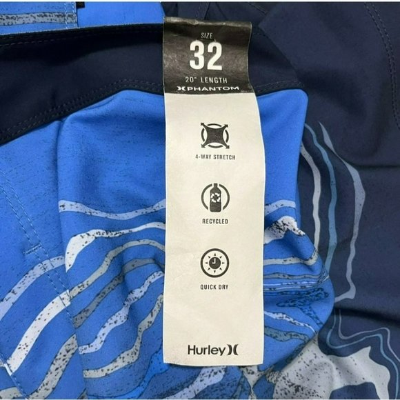 NEW HURLEY BLUE SHORTS 32 MENS PHANTOM VENICE BOARDSHORTS SWIM TRUNK STRIPES NWT - Picture 6 of 10